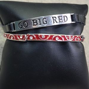 Go BIG RED 2 Bracelets.  1 Red/ 1 Leather